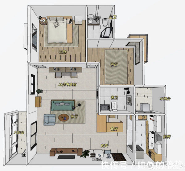 小喜|这对夫妻太有远见,把次卧和客厅打通,清爽开阔,日子过得简单舒适