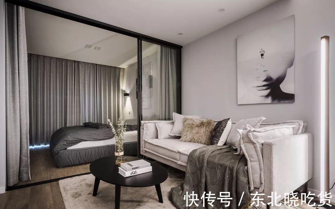 卫生间|50㎡长条形单身公寓,简简单单的装修,小户型也能温馨又幸福!