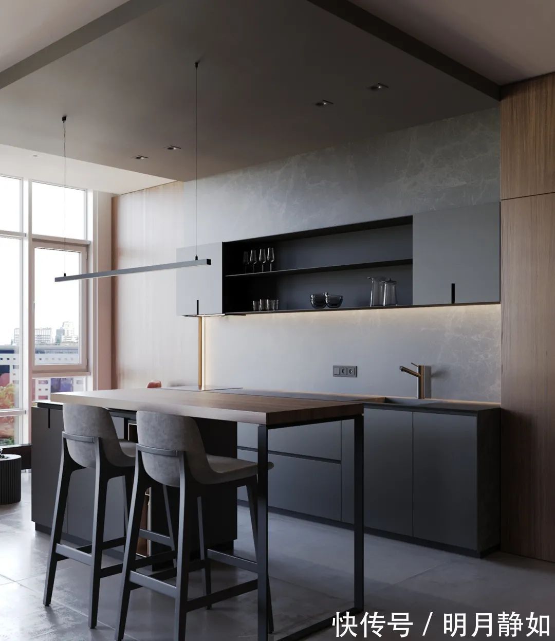 深灰色|180㎡现代简约,满屋的高级灰,橘粉色的点缀,低调时尚好高级