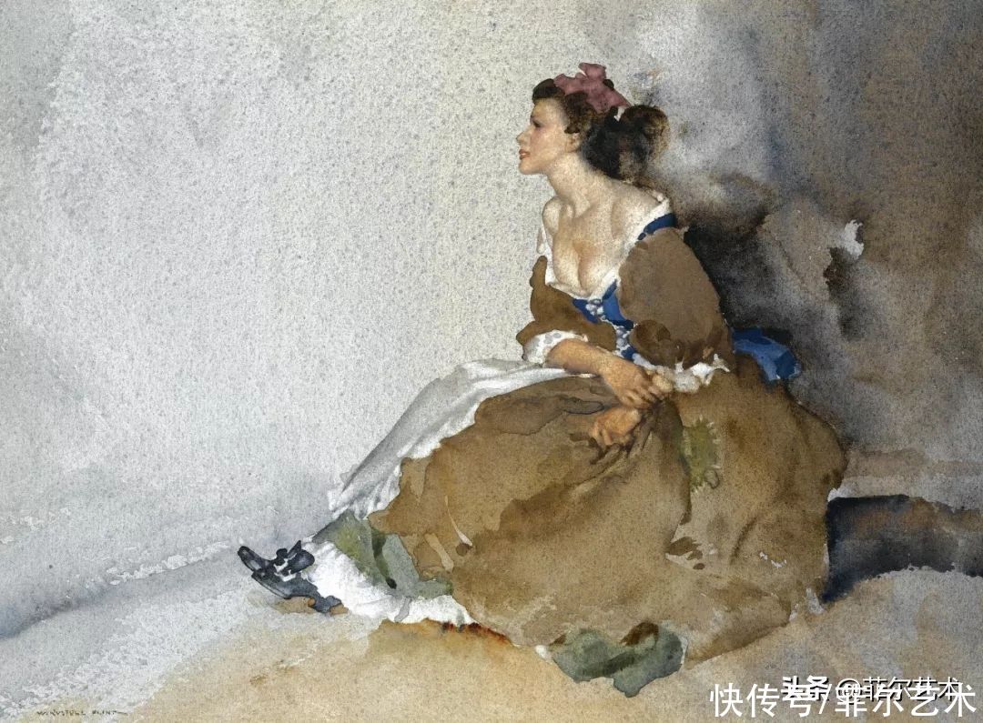 艺术家|苏格兰艺术家弗林特的女子水彩画，美轮美奂