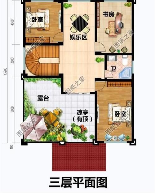 平房|农村140平米自建房设计图,布局大方实用,一二三层的户型都有