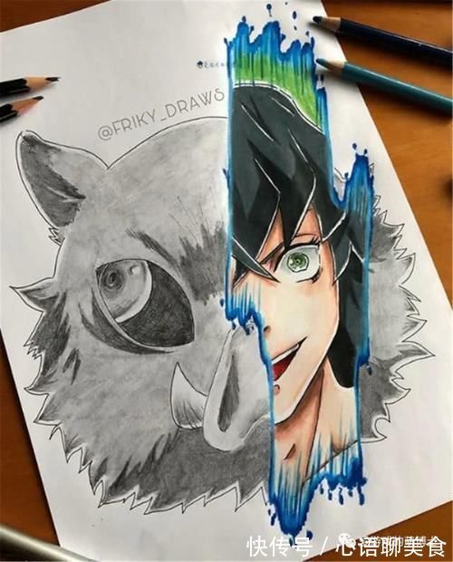博士|素描与彩稿共存,美术达人打造《鬼灭之刃》主题奇妙画作