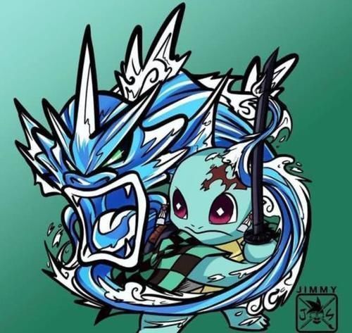 祢豆子|宝可梦和鬼灭之刃融合炭治郎版杰尼龟真的爱了