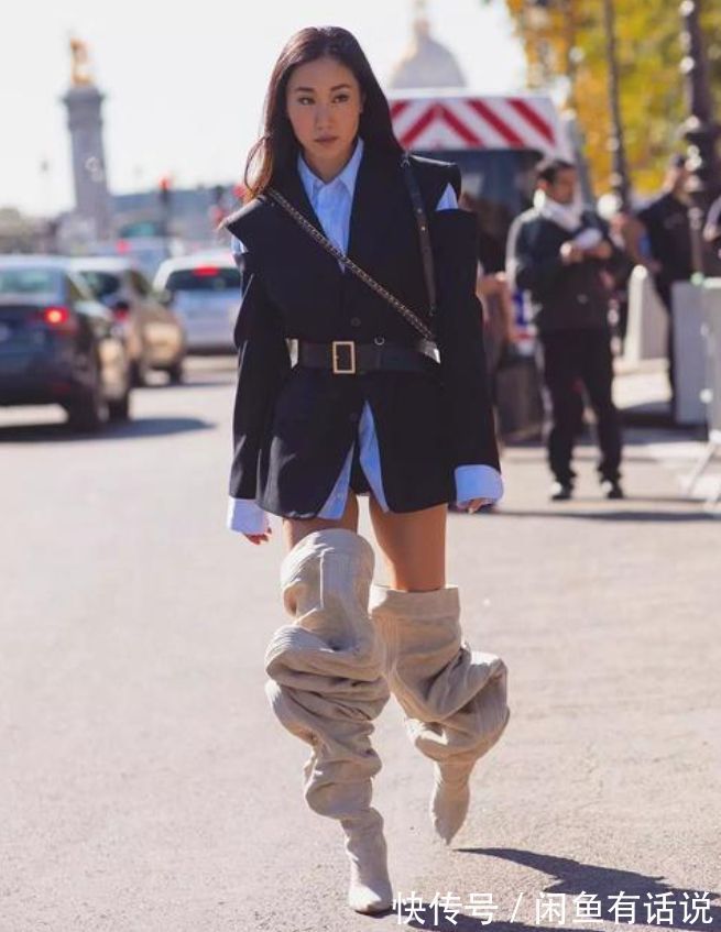穿搭|现在的时尚好难懂!靴子拉直比人还高,穿腿上就像掉下来的裤子