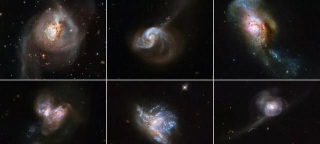 ESA公布六张绝美星系合并照:由哈勃太空望远镜拍摄