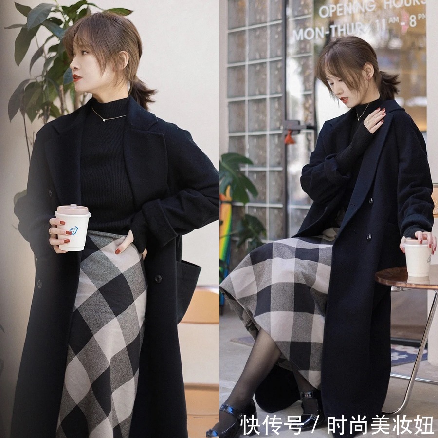 穿搭 梨形身材学会穿“大衣+裙子”,不显胖不臃肿,美得刚刚好