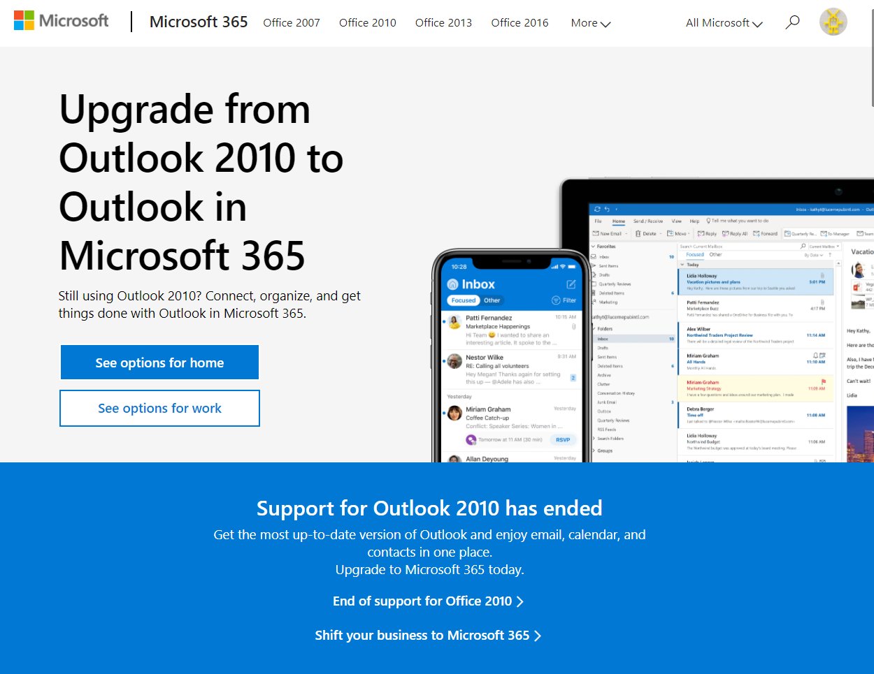 mspoweruser|微软 Outlook 2010 及更老版本将不再支持 Microsoft 365 服务