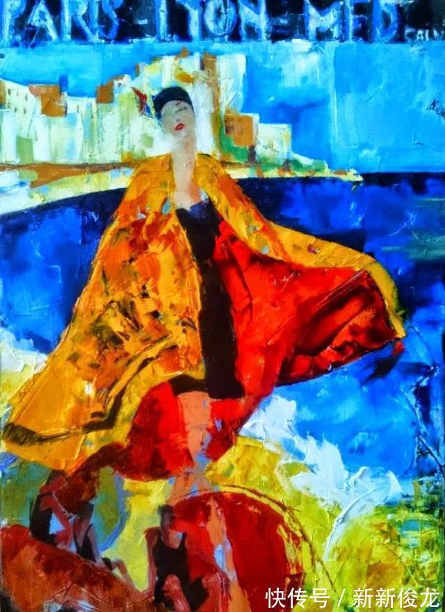画家@她以生动、动感和现代的笔触,描绘画面