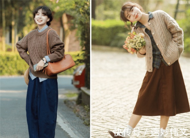 气质 秋天不一定要穿风衣才高级,今年流行“针织衫+衬衫”,气质优雅