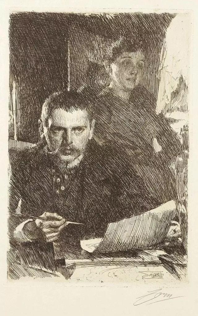 素描&20世纪初北欧著名素描大师，寥寥数笔就能捕捉到人物的神态，被誉为“线条的指挥家”