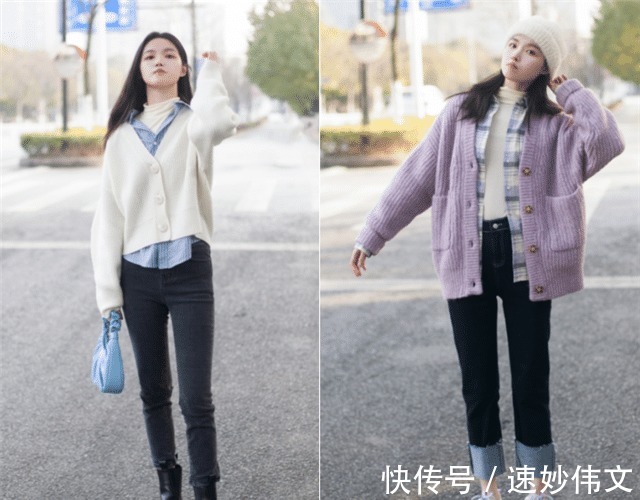 气质 秋天不一定要穿风衣才高级,今年流行“针织衫+衬衫”,气质优雅