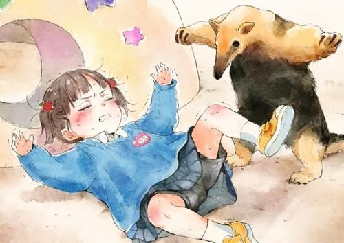 插画|乡民激推「幼稚园女孩的日常」插画!再现小浣熊威吓!