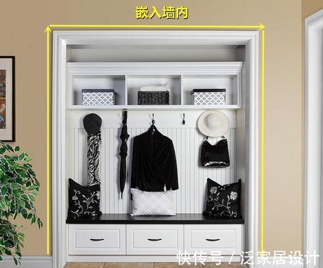 玄关|进门玄关太窄,与其费心思装柜子,不如聪明点往墙里挂衣服放鞋子