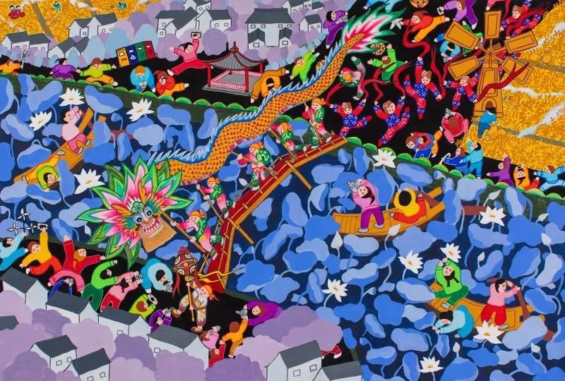 龙腾狮舞|文化走亲 云端悦展 嘉善姚庄农民画颂新时代