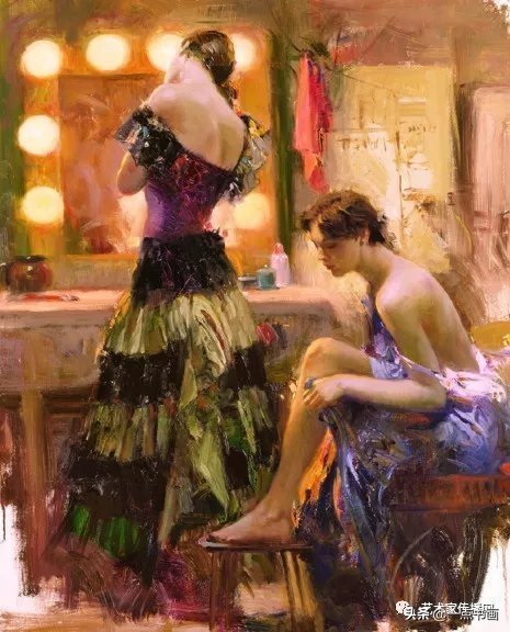 油画!皮诺德埃尼的油画人物,色彩斑斓,动静结合,光彩照人