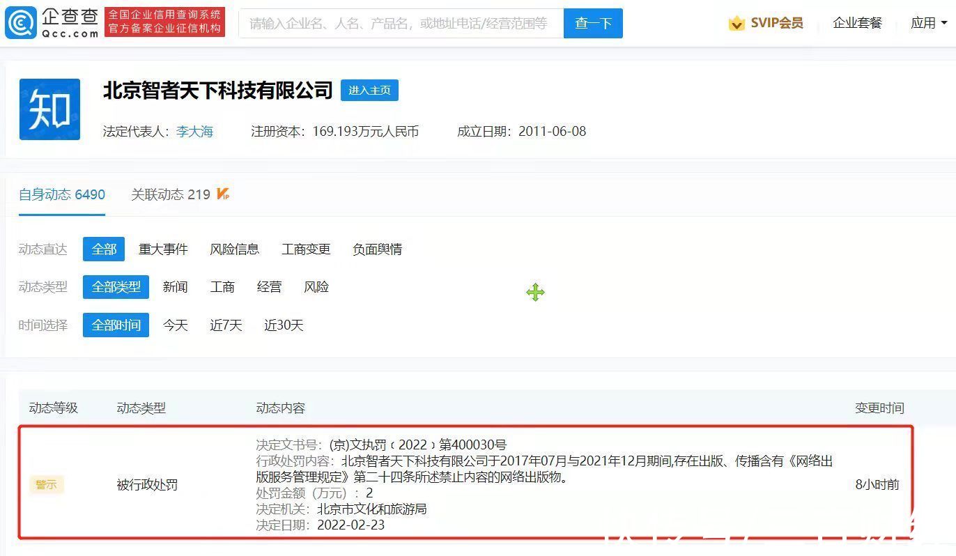 禁止内容|知乎因出版禁止内容被罚2万
