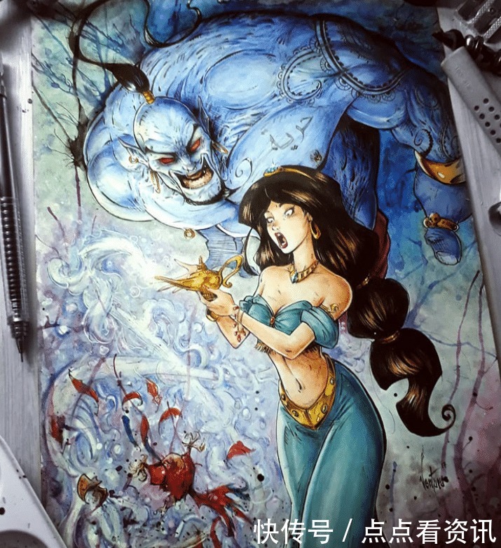 阿拉丁等全球大热角色,在这位插画师笔下,成为了毁人梦想的素材