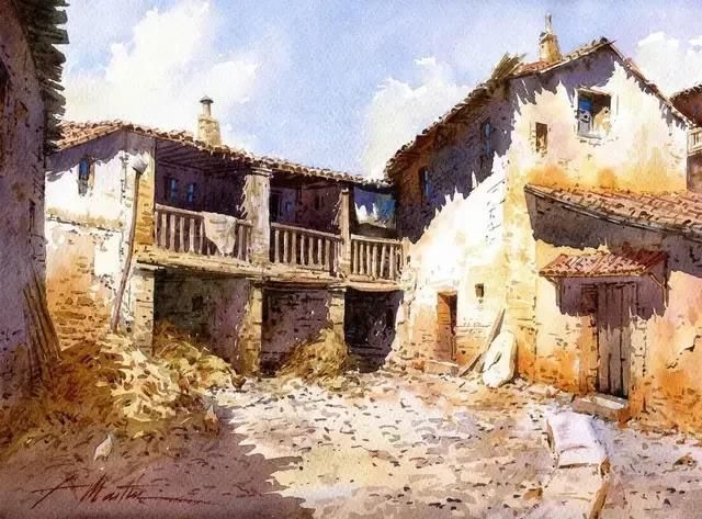 水色|西班牙艺术家的水彩风景画水色交融、生动自然,太迷人了