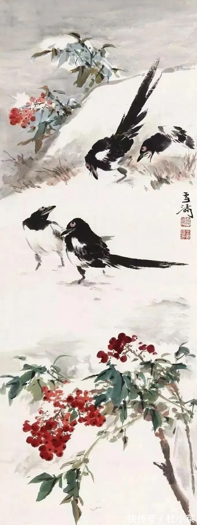 国画大师@冷逸空寂|国画大师王雪涛雪景花鸟画