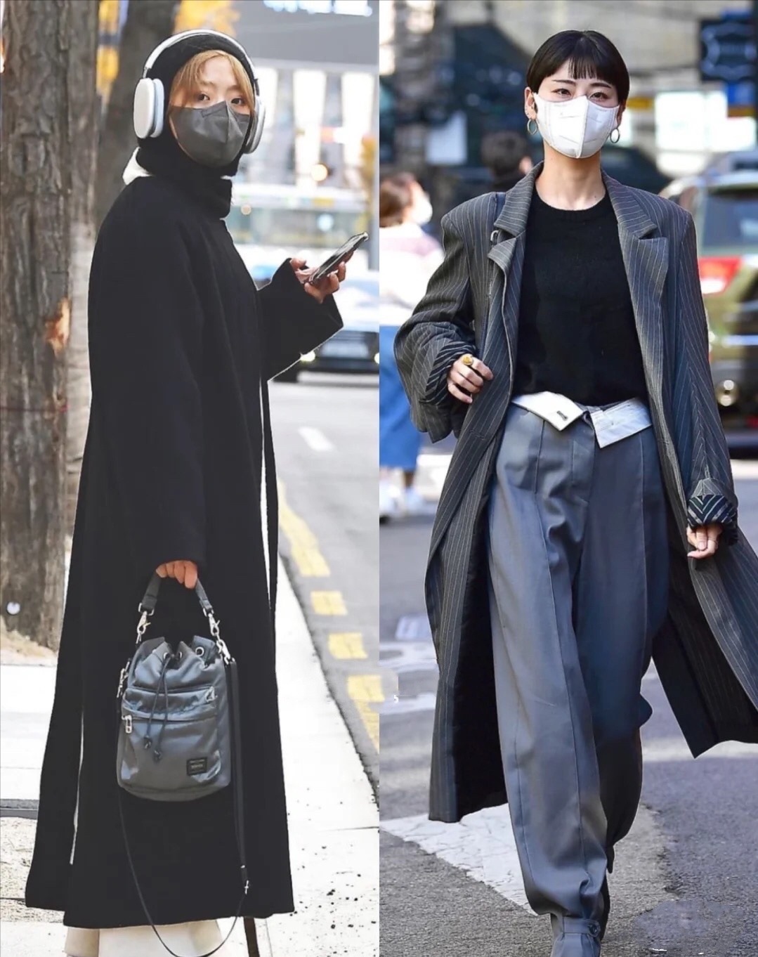 素人|韩国街头素人街拍, 戴着口罩也能感受到时尚感, 衣品超赞!