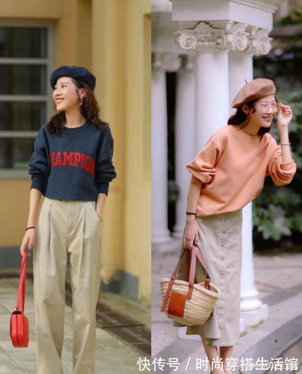 搭配|卫衣下面别总配牛仔裤,今年流行这样穿,时髦耐看又大方