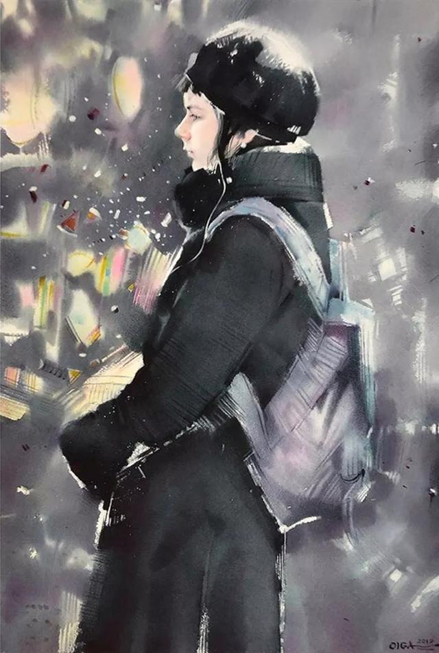 美术学院$城市人物水彩画│城市在她的笔下,充斥着温馨和随意