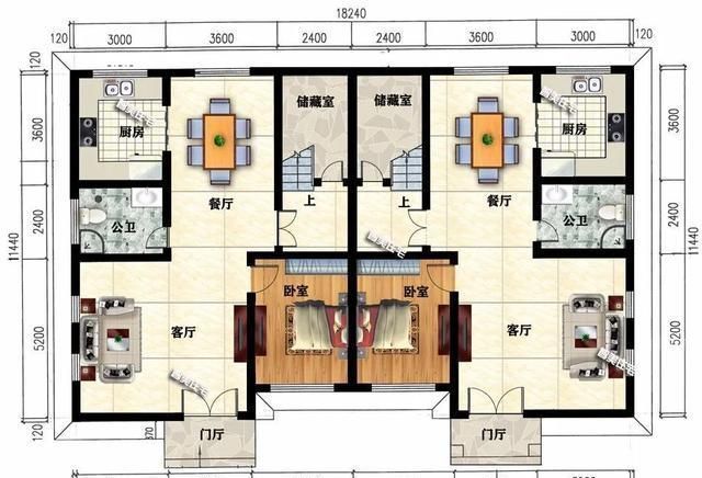 实用|30万左右建一栋两层双拼别墅,每户卧室4-5个,很实用的设计