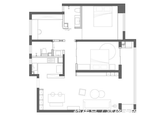 主卧|91平现代简约风二居室,整个空间在绿色的点缀下活跃起来
