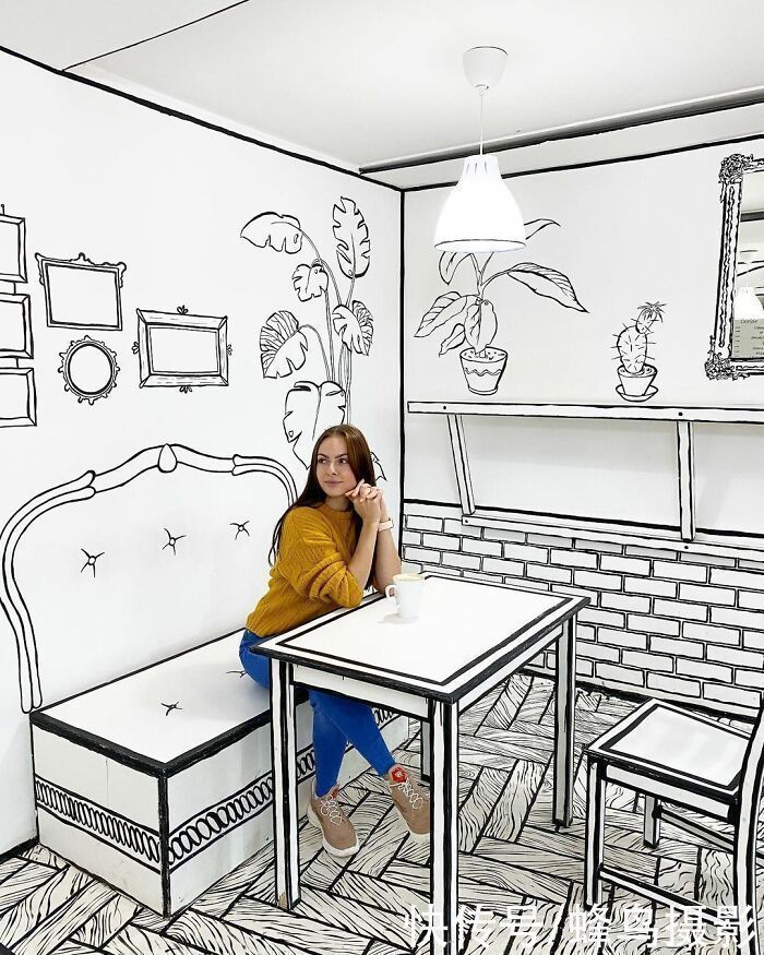 咖啡店|俄罗斯网红打卡地2D咖啡馆,好像走进漫画,里面待久了人都不好了