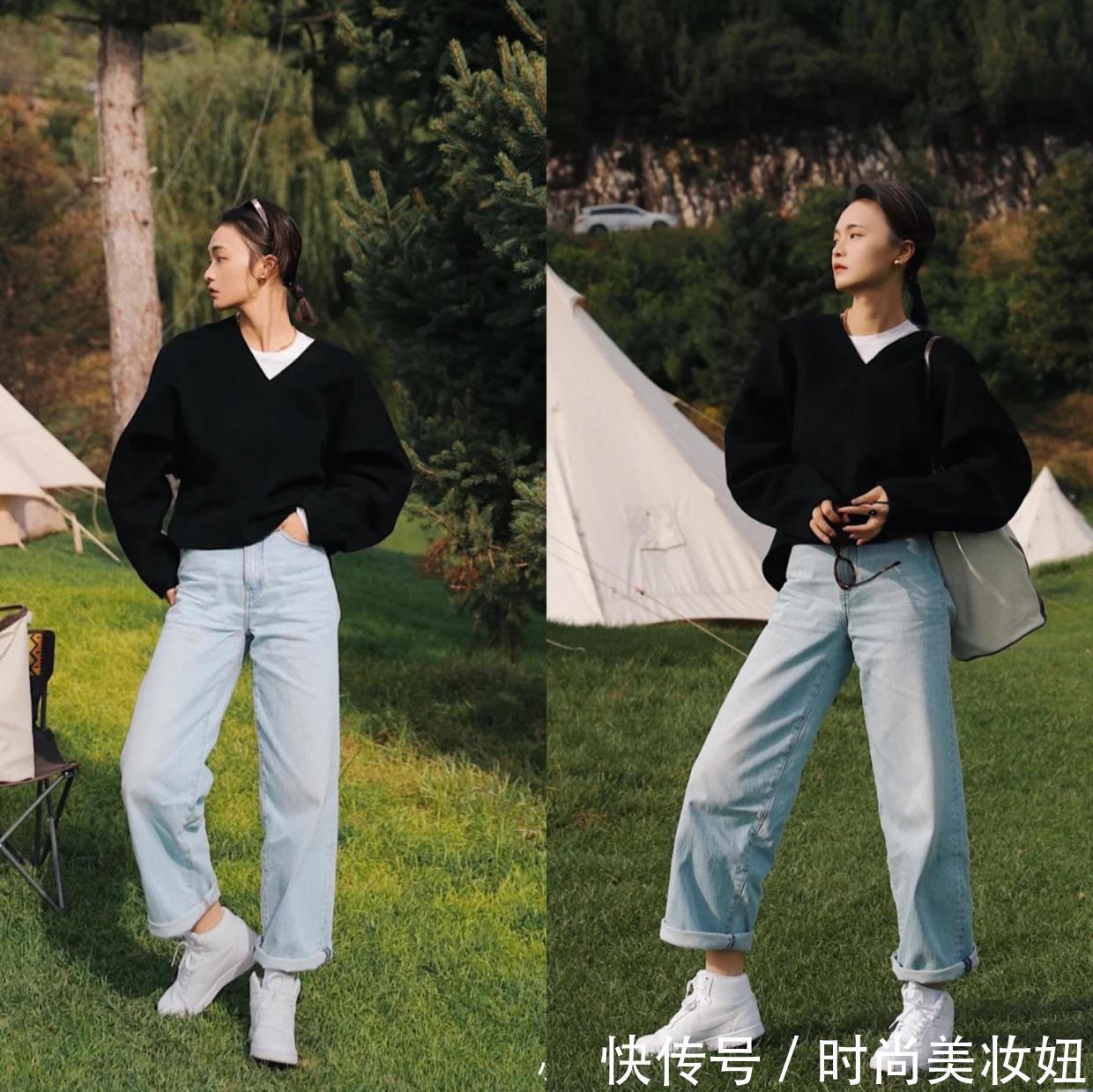 h型|秋冬裤子不用买太多,用一条牛仔裤就够了,打造高级时髦范