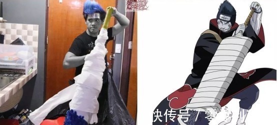 小哥|泰国小哥对火影下手了，这次COS的带土，用橘子皮充当面具！