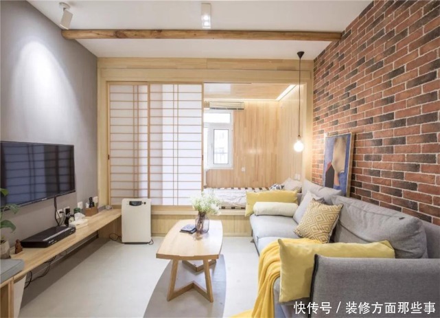 梳妆台|60平混搭风设计用红砖墙搭配木质感,营造复古而又温馨的感觉