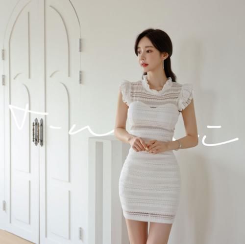 金盏|美人图鉴孙允珠:金盏花瓣卷边清新刺绣包臀裙