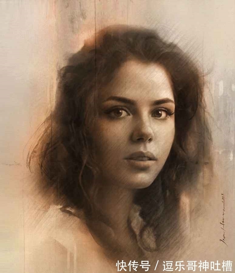 绘画本!想不到蜡笔头也能画出如此惊艳的作品——叙利亚画家汉拿的肖像画