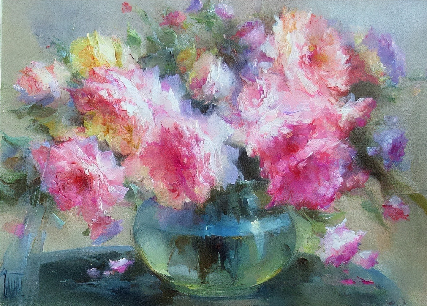 vladimir!俄罗斯画家弗拉基米尔· 巴比奇把花束画得如此之美,妖艳