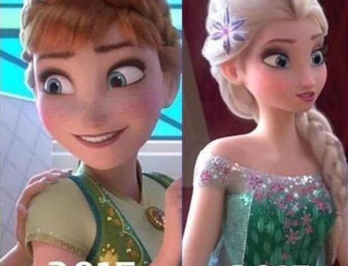 大妈|冰雪奇缘新版VS旧版,艾莎越来越像公主,安娜却越来越像大妈