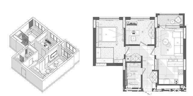 餐厨|现代两居，仅以黑灰两色，就打造出十足的高级感！
