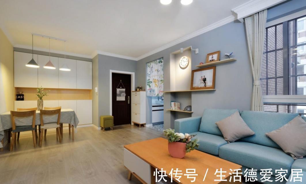 客厅|70㎡北欧两室,客厅不设收纳柜,随孩子任性玩耍!