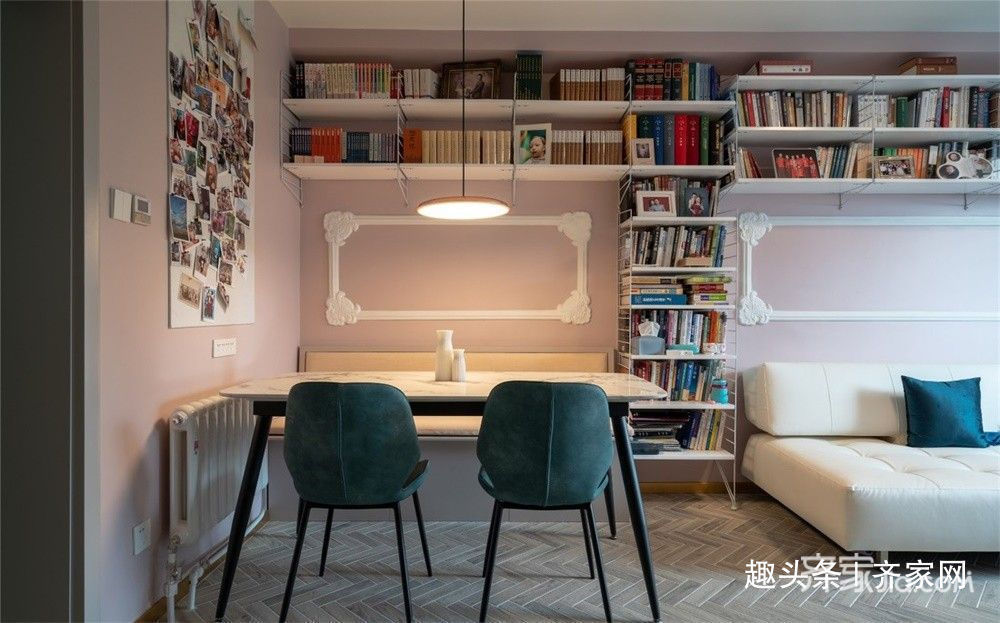 客餐厅|50㎡小户型,巧妙设计出1500+书籍的家!满足阅读需求!