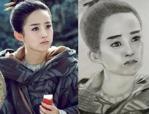 花千骨@当美术生爱上画明星,鞠婧祎的脸太搞笑,最后一张是绘画高手