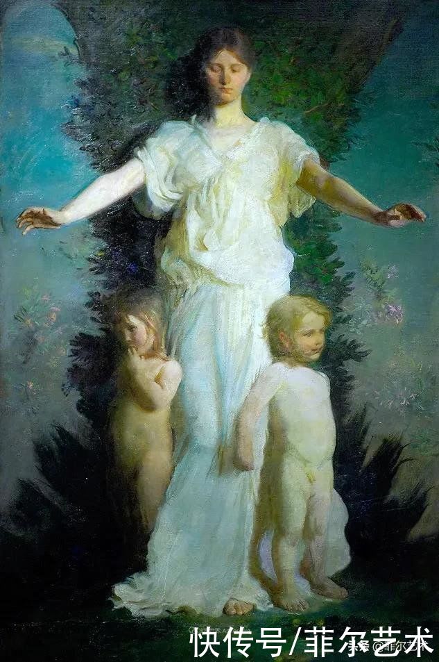 人物|空灵的天使，精美绝伦~雅培·翰德逊·泰勒女性人物油画作品欣赏