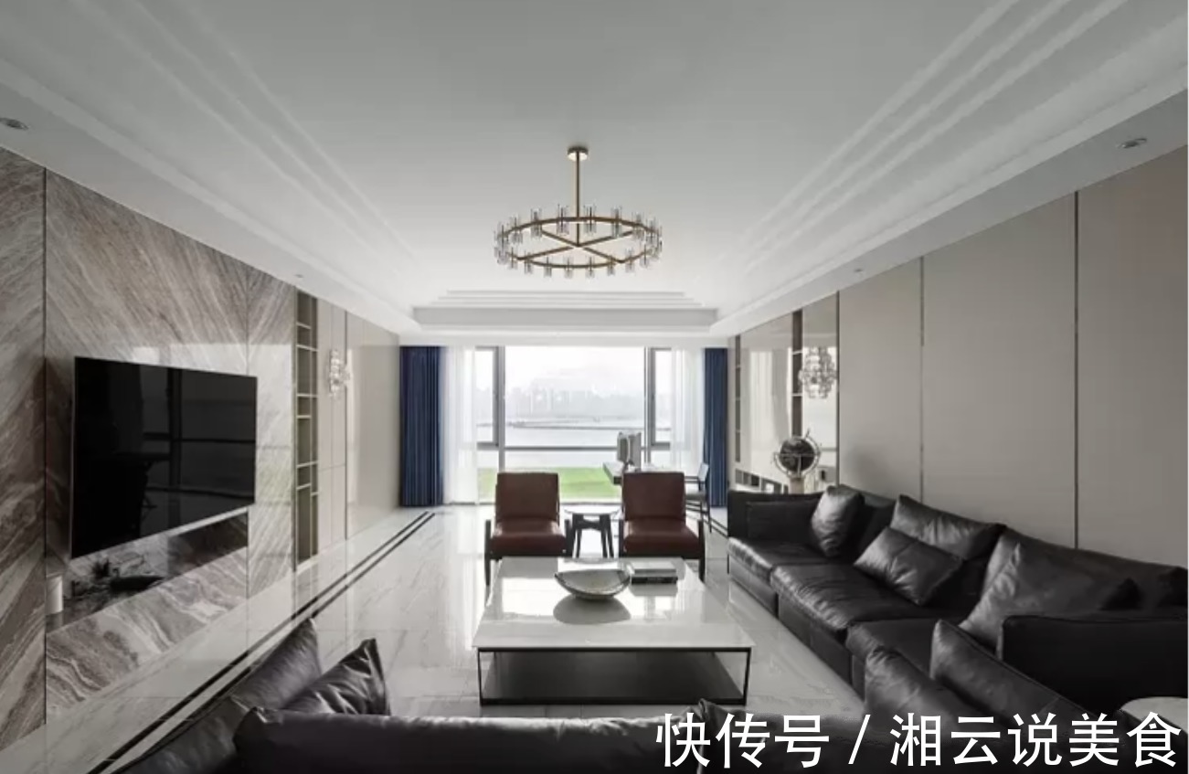 客厅|300㎡大平层有多大气玄关设计惊艳，采光无死角，可观无敌湖景