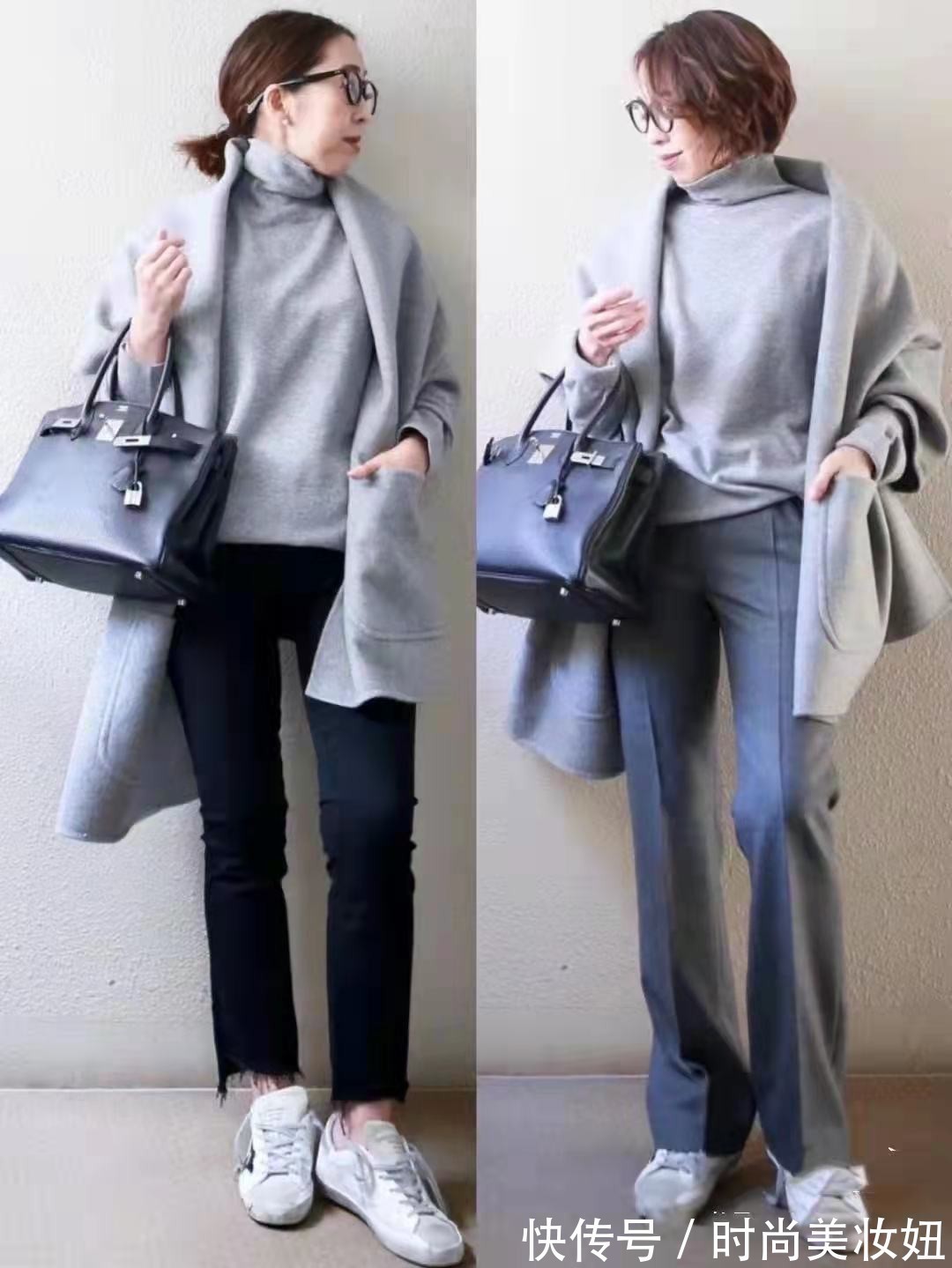 基础款|这位小个子“奶奶”太会穿,大衣穿搭洋气减龄,甩年轻人几条街