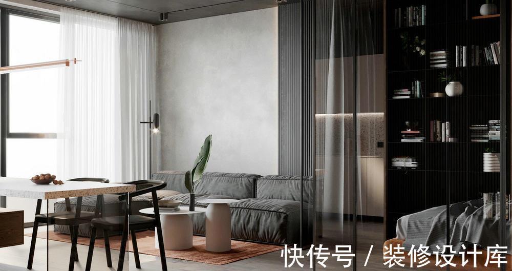 卧室|45平米小户型，全屋不吊顶更显高级，卧室用玻璃门隔断