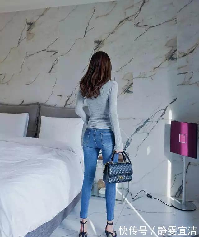 牛仔裤 拥有纤细大长腿的牛仔裤美女,展示腰身美好曲线,彰显与众不同