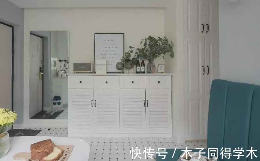 纯白色|50㎡小户型一室改两室,卡座客餐厅设计,变身多功能空间!