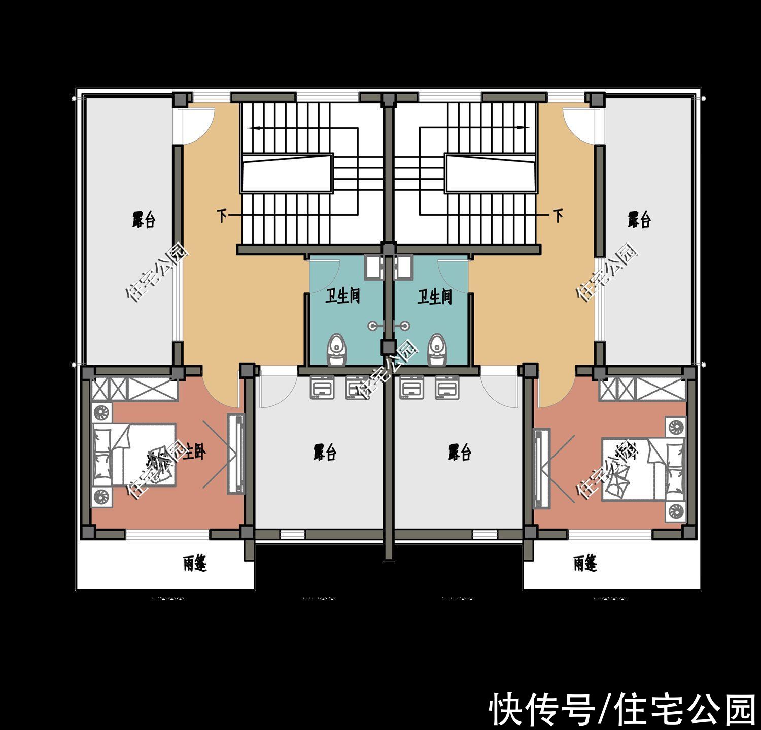 双拼|农村盖个双拼房，父母不愁养老兄弟不愁分家，14×11米户型太赞了