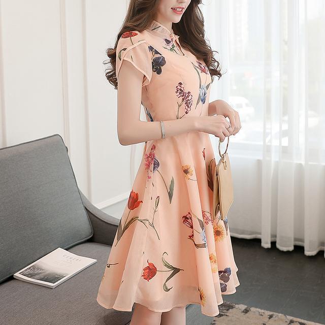 低领|优美旗袍连衣裙,时尚修身,尽显玲珑曲线之美