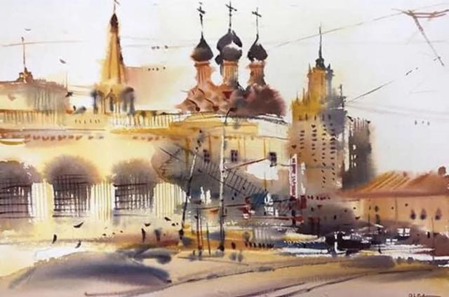 美术学院$城市人物水彩画│城市在她的笔下,充斥着温馨和随意