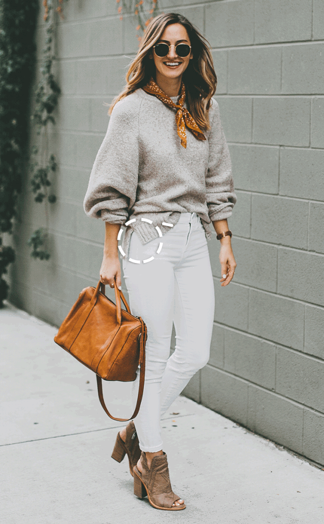 毛衣流行这么塞，修饰腿型还显高5cm